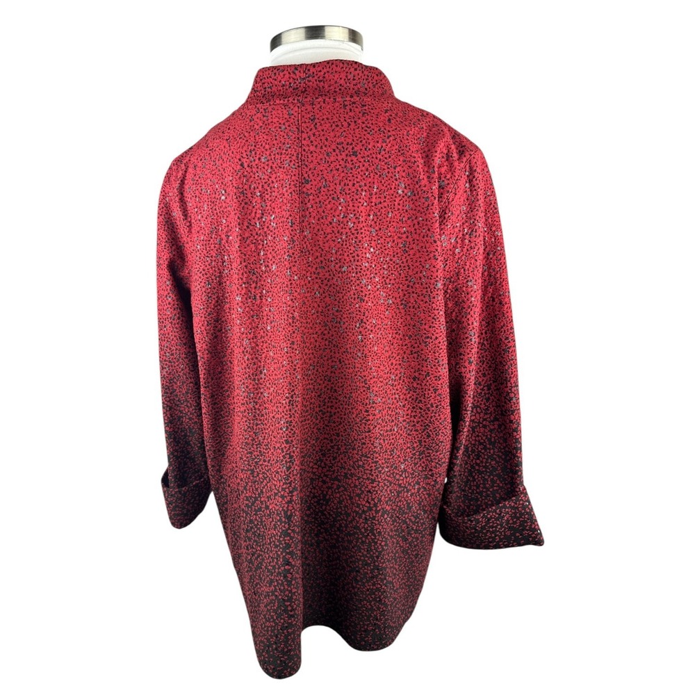 Ali Miles Toggle Button Artsy Asymmetrical Jacket Red & Black Ombre Plus Size 1X - Picture 9 of 13